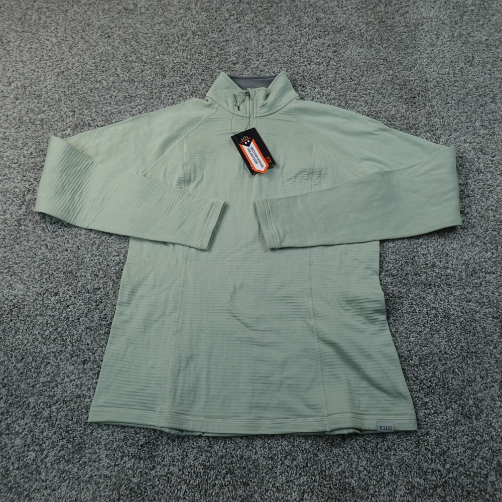 NEW 5.11 Tactical Pullover Womens S Green Stratos 1/4 Zip Waffle Knit Sweatshirt